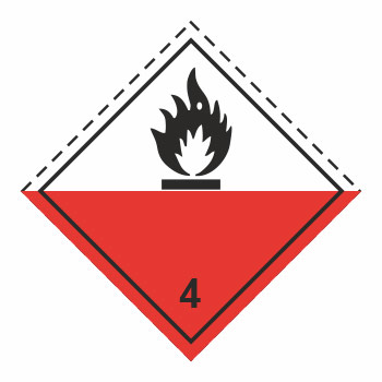 Знак перевозки опасных грузов «Класс 4.2. Вещества, способные к самовозгоранию» (светоотражающая пленка ламинированная, 250х250 мм)